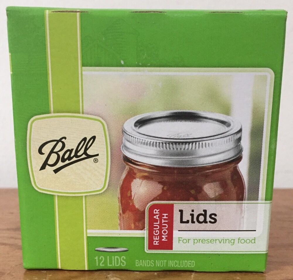 New Ball Lid Band Regular Mouth Silver 12pc Canning Jar Lids No Bands 12 Count